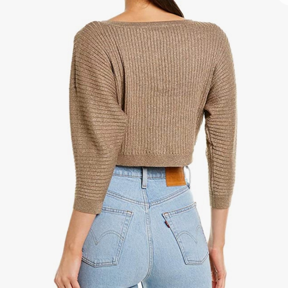 BCBG Metallic Cropped Ribbed Sweater - Picture 2 of 8